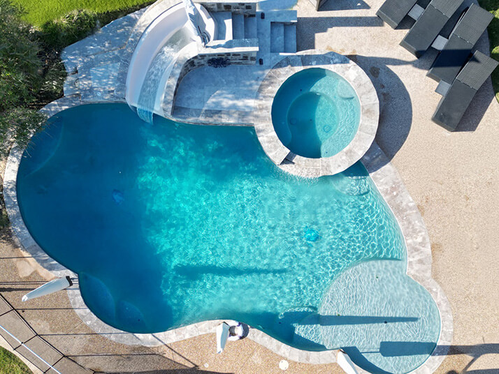 clean swimming pool with blue water