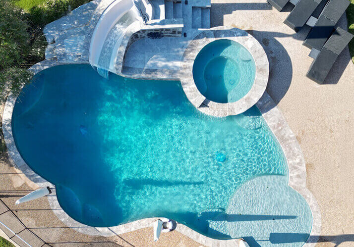 clean swimming pool with blue water